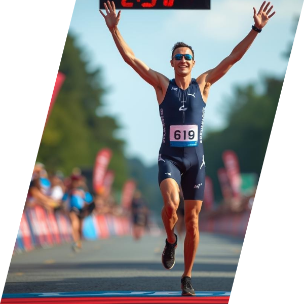 homem a celebrar vitória numa prova